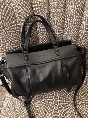 SALE Aimee Kestenberg Black Leather Satchel Bag Soft Leather Like New